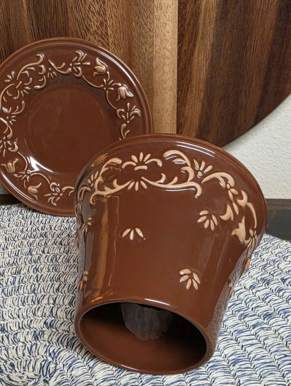 Yankee Candle Brown Floral Ceramic Shade With Saucer
